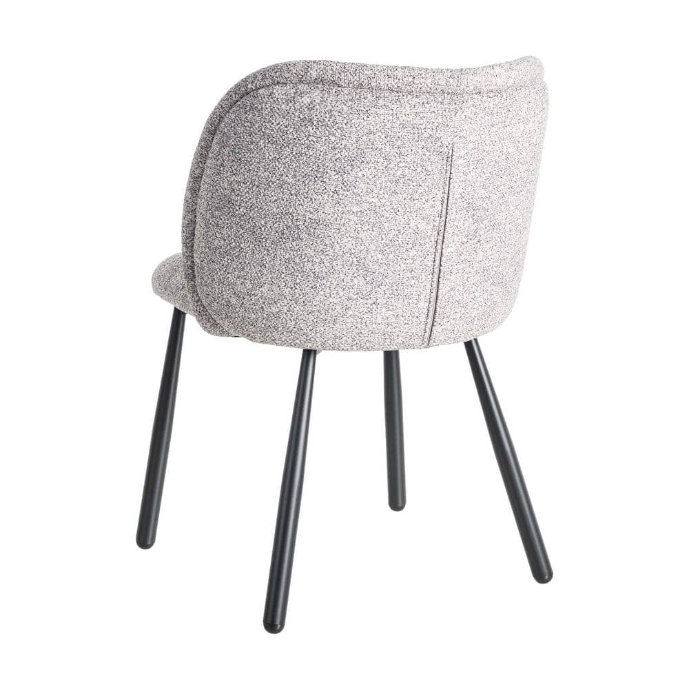 Silla Jaspeada Gris-Blanco Tejido 100% Poliéster y Patas de Hierro 56x56x78 cm - Imagen 4