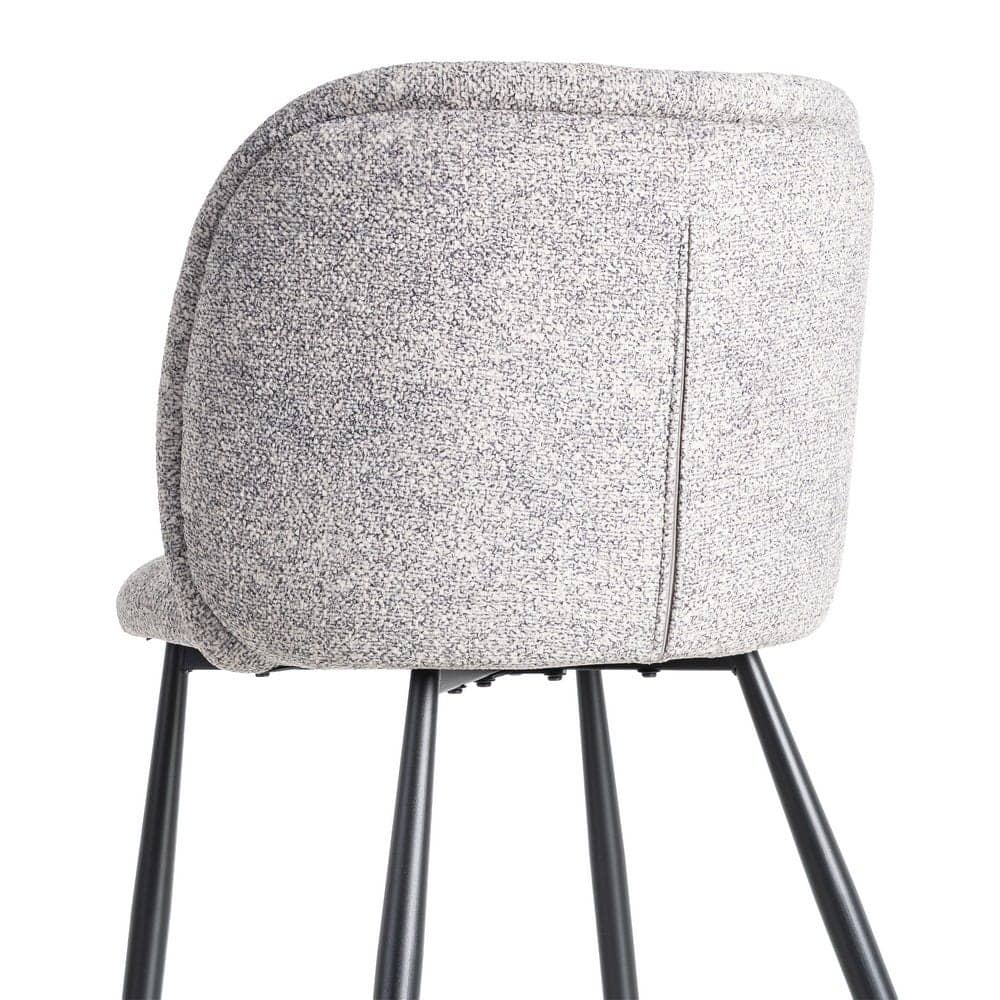 Silla Jaspeada Gris-Blanco Tejido 100% Poliéster y Patas de Hierro 56x56x78 cm - Imagen 5