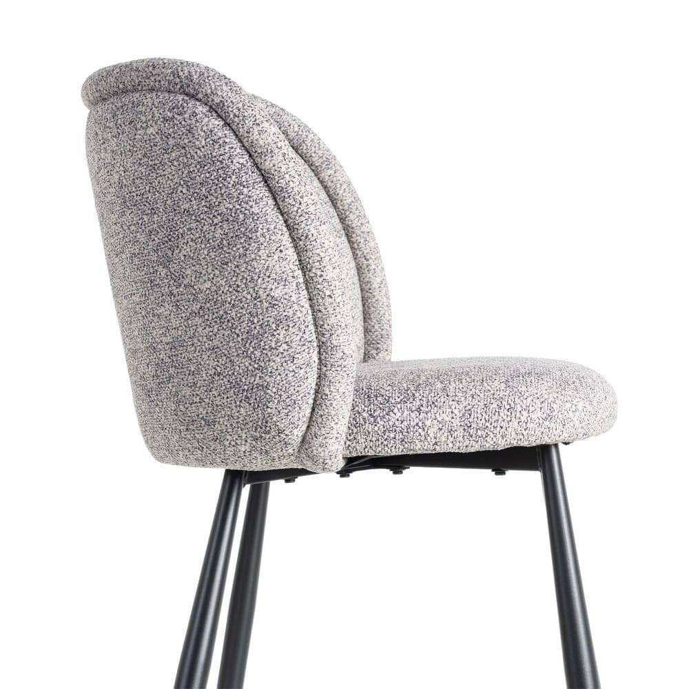 Silla Jaspeada Gris-Blanco Tejido 100% Poliéster y Patas de Hierro 56x56x78 cm - Imagen 6