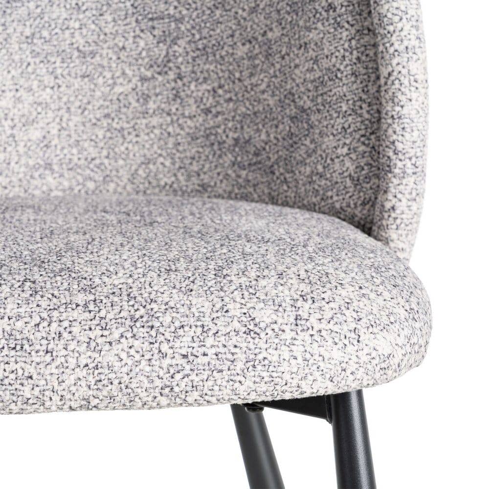 Silla Jaspeada Gris-Blanco Tejido 100% Poliéster y Patas de Hierro 56x56x78 cm - Imagen 8