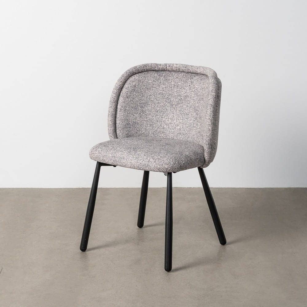 Silla Jaspeada Gris-Blanco Tejido 100% Poliéster y Patas de Hierro 56x56x78 cm - Imagen 12