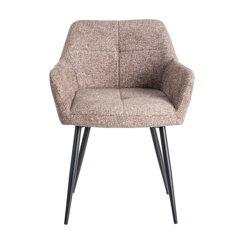 Silla Jaspeada Taupe Tejido 100% Poliéster y Patas de Hierro 59x54x81 cm - Imagen 2