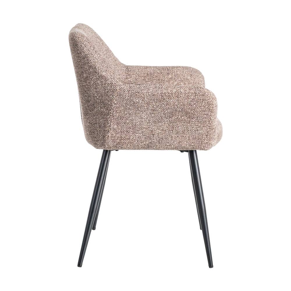 Silla Jaspeada Taupe Tejido 100% Poliéster y Patas de Hierro 59x54x81 cm - Imagen 3