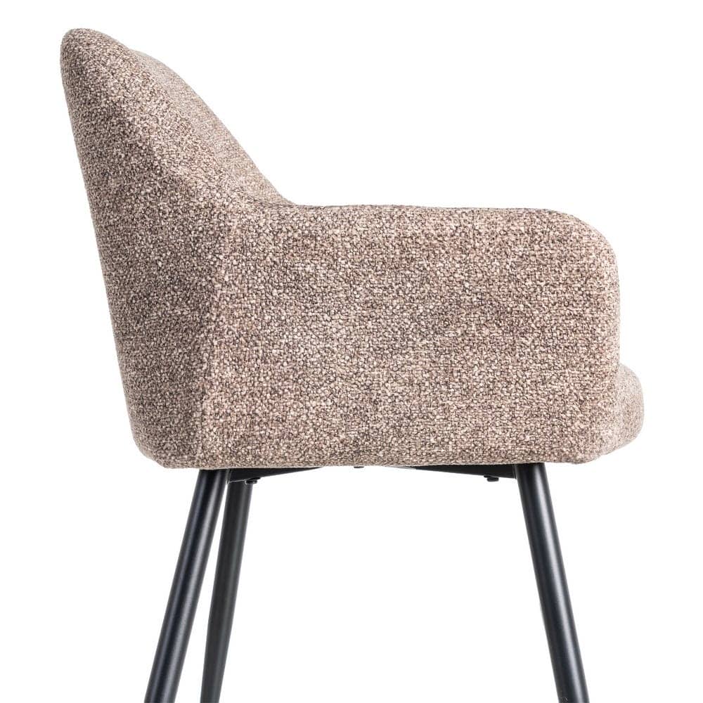 Silla Jaspeada Taupe Tejido 100% Poliéster y Patas de Hierro 59x54x81 cm - Imagen 6