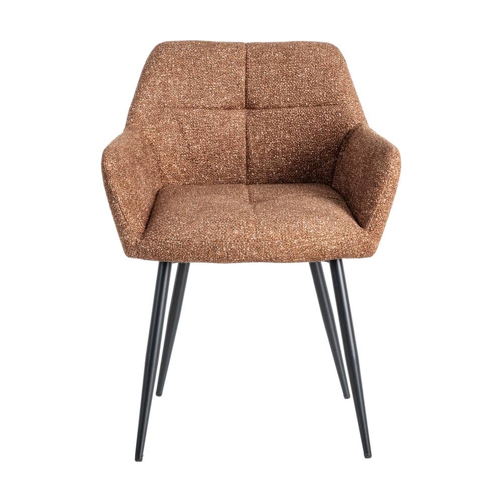 Silla Jaspeada Ocre Tejido 100% Poliéster y Patas de Hierro 59x54x81 cm - Imagen 2