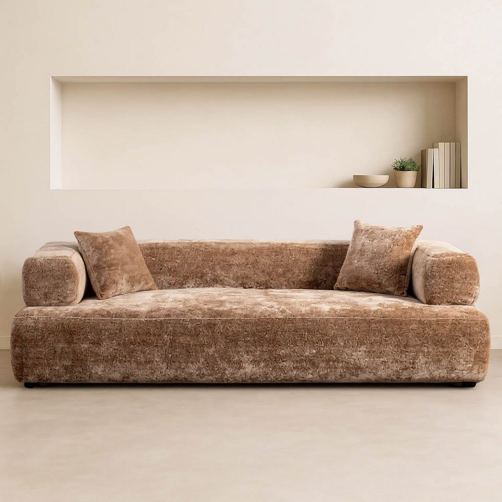 Sofá beige de tela para salón moderno – 245 x 100 x 64 cm - Imagen 3