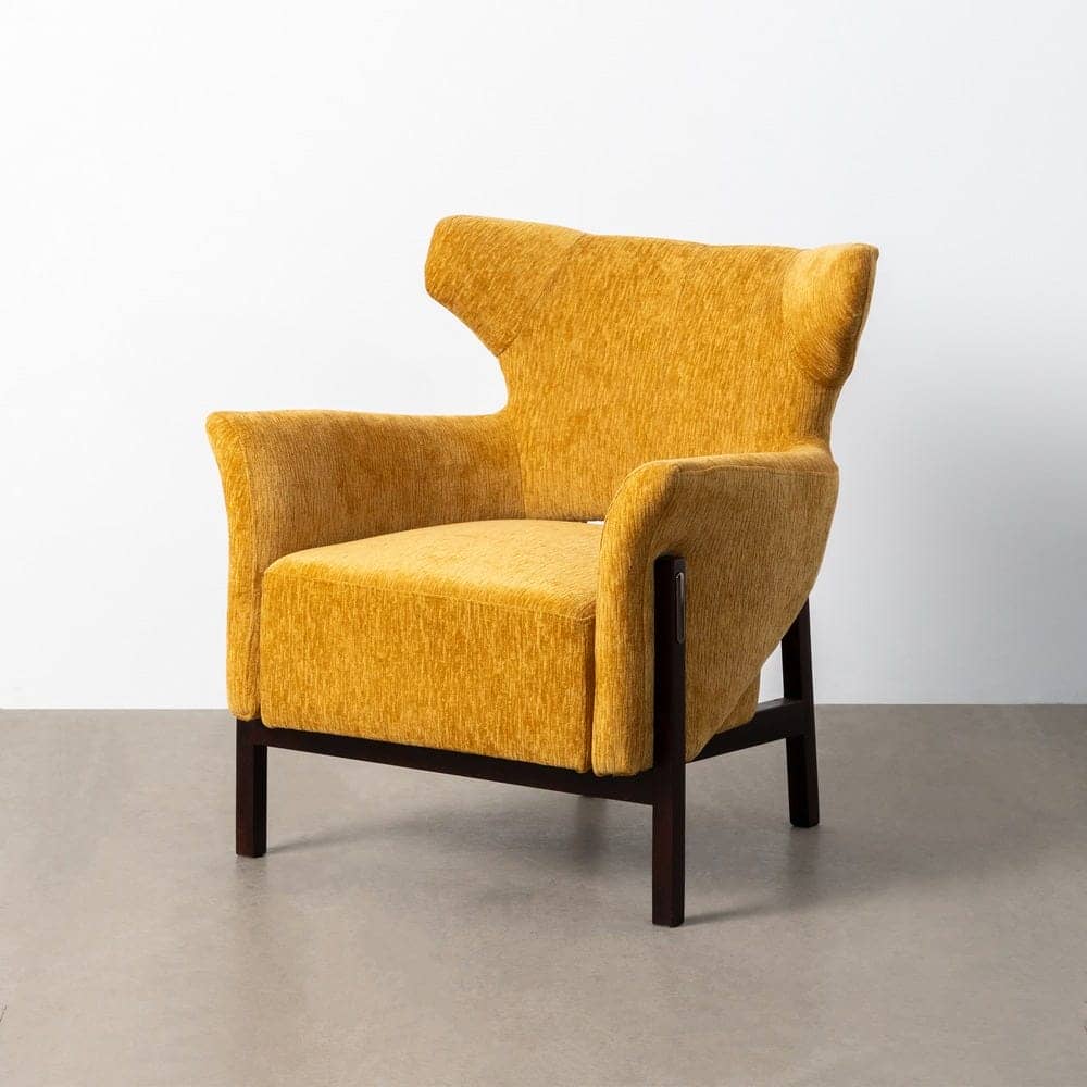 Sillón Mostaza Tejido 100% Poliéster y Madera de Caucho 73x72x77 cm - Imagen 2