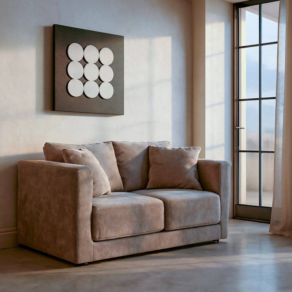 Sofá 2 Plazas Taupe Tejido 100% Poliéster y Madera Conglomerada 165x96x86 cm - Imagen 9
