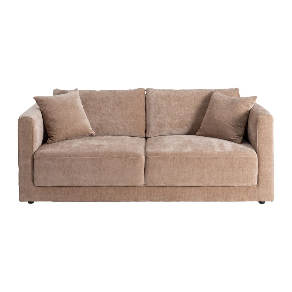 Sofá 3 plazas taupe tapizado en tela con estructura de madera – 210 x 96 x 86 cm - Imagen 3
