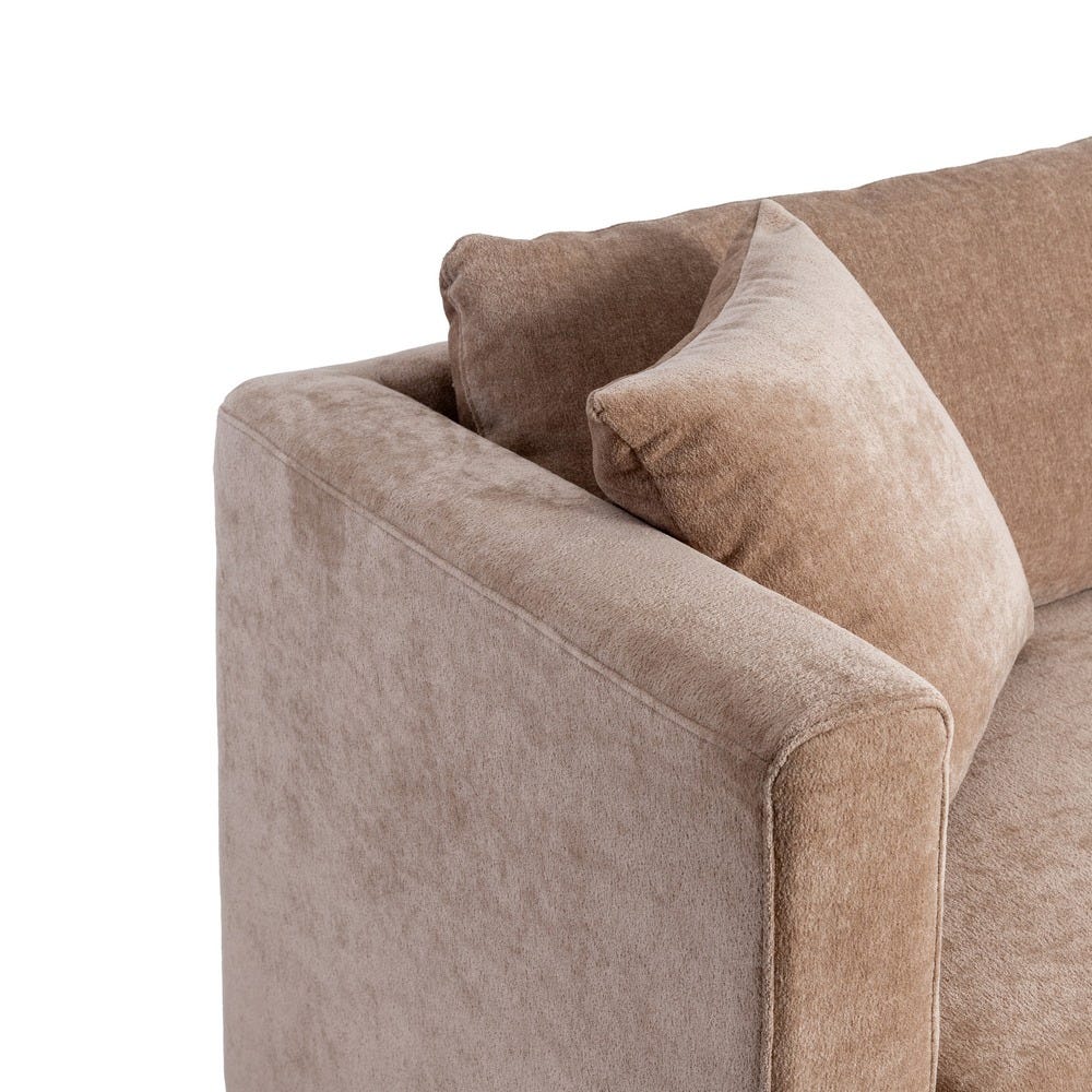 Sofá 3 plazas taupe tapizado en tela con estructura de madera – 210 x 96 x 86 cm - Imagen 5