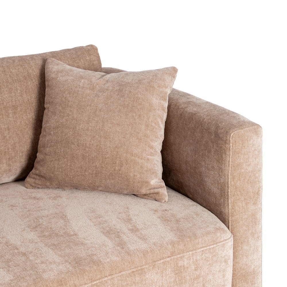 Sofá 3 plazas taupe tapizado en tela con estructura de madera – 210 x 96 x 86 cm - Imagen 6