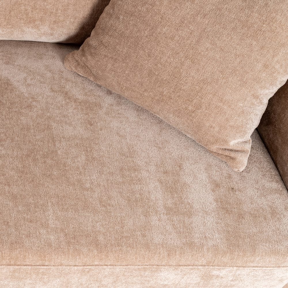 Sofá 3 plazas taupe tapizado en tela con estructura de madera – 210 x 96 x 86 cm - Imagen 7