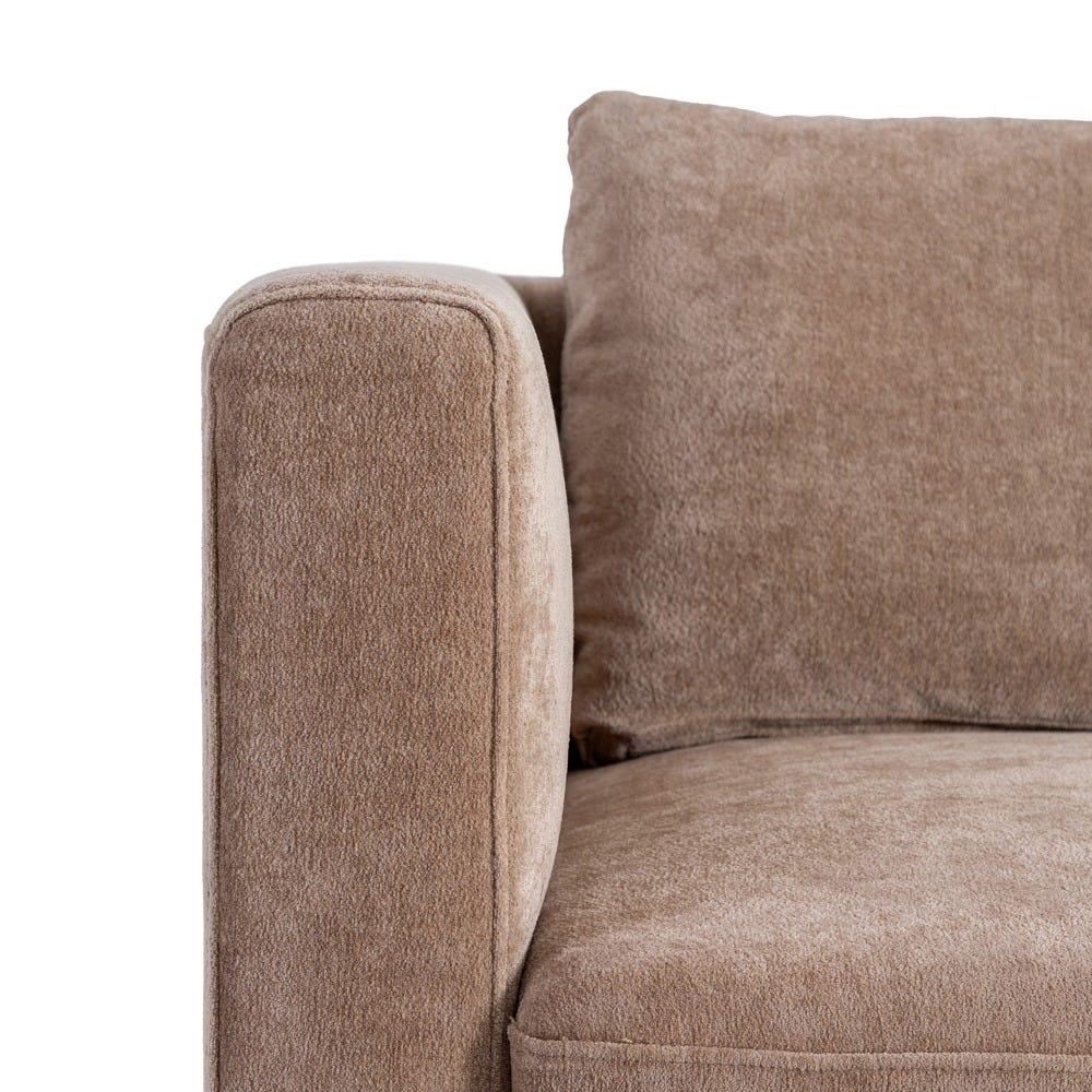 Sofá 3 plazas taupe tapizado en tela con estructura de madera – 210 x 96 x 86 cm - Imagen 9