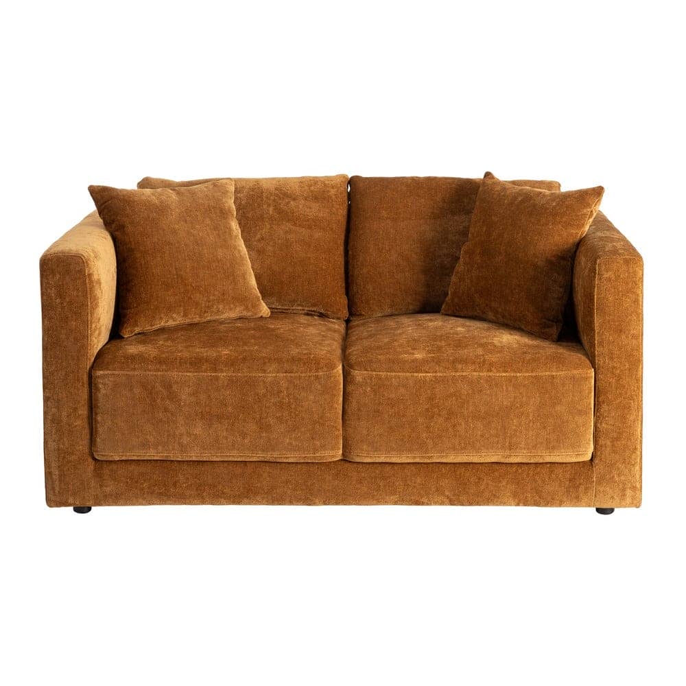 Sofá 2 Plazas Ocre Tejido 100% Poliéster y Madera Conglomerada 165x96x86 cm - Imagen 3