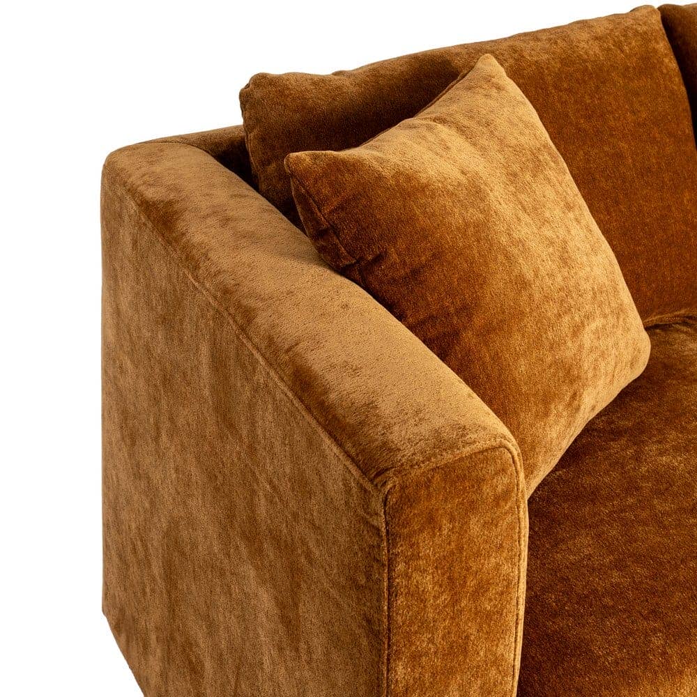 Sofá 2 Plazas Ocre Tejido 100% Poliéster y Madera Conglomerada 165x96x86 cm - Imagen 5