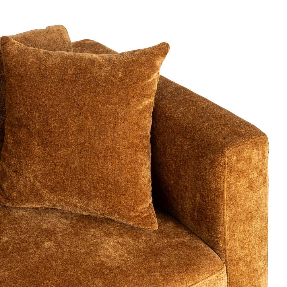 Sofá 2 Plazas Ocre Tejido 100% Poliéster y Madera Conglomerada 165x96x86 cm - Imagen 6