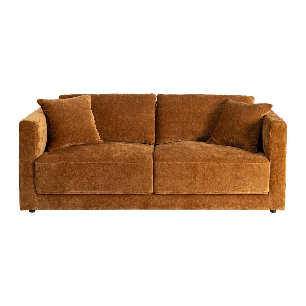 Sofá 3 Plazas Ocre Tejido 100% Poliéster y Madera Conglomerada 210x96x86 cm - Imagen 2