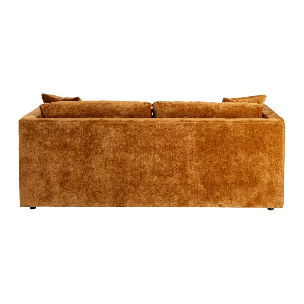 Sofá 3 Plazas Ocre Tejido 100% Poliéster y Madera Conglomerada 210x96x86 cm - Imagen 3