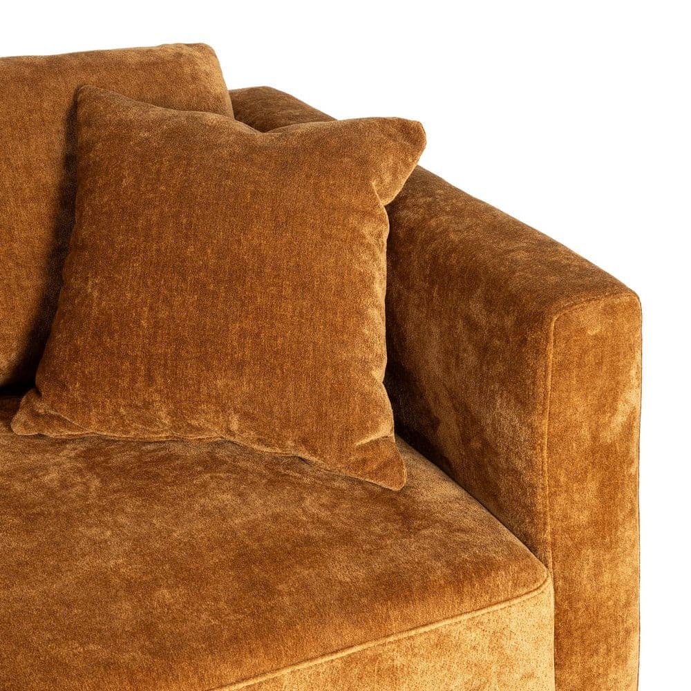 Sofá 3 Plazas Ocre Tejido 100% Poliéster y Madera Conglomerada 210x96x86 cm - Imagen 5