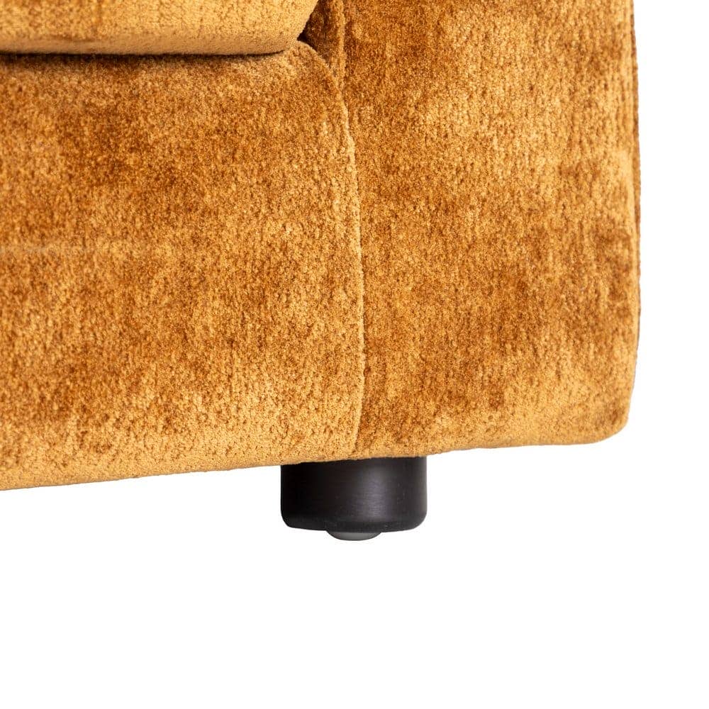 Sofá 3 Plazas Ocre Tejido 100% Poliéster y Madera Conglomerada 210x96x86 cm - Imagen 7