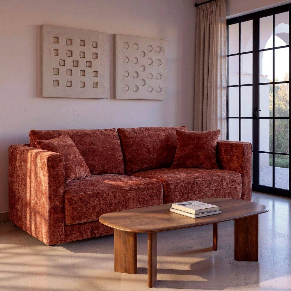 Sofá 3 Plazas Teja Tejido 100% Poliéster y Madera Conglomerada 210x96x86 cm - Imagen 9