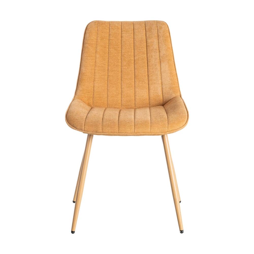 Silla de tejido 100% poliéster camel con patas de hierro 50x60x85 cm - Imagen 2