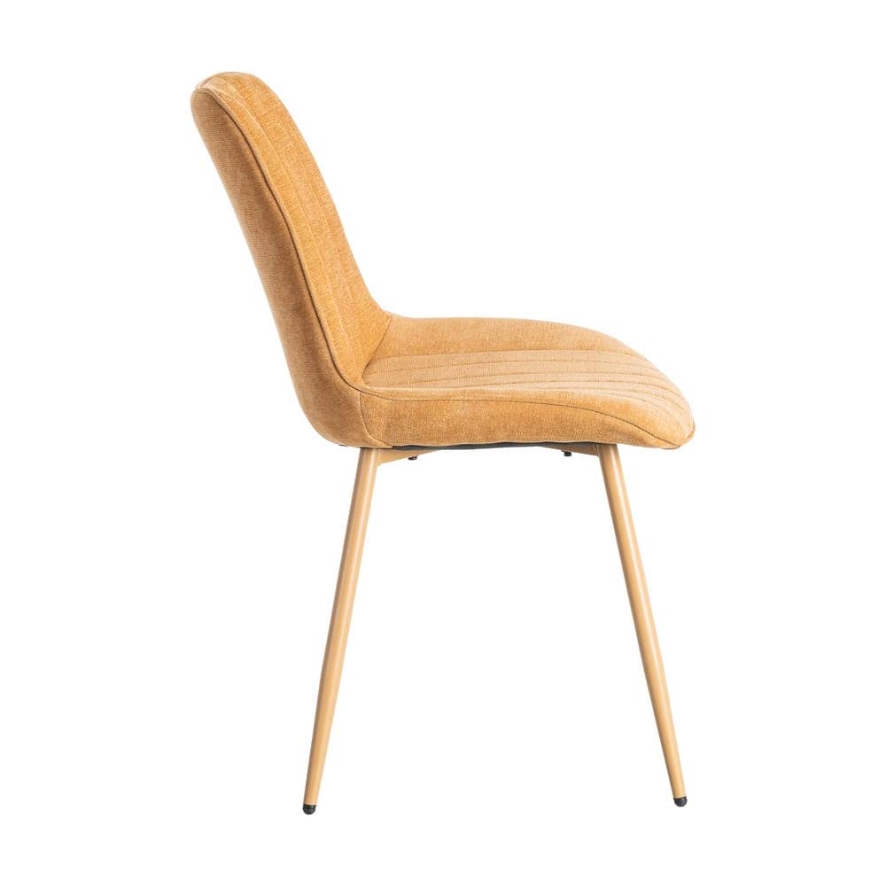 Silla de tejido 100% poliéster camel con patas de hierro 50x60x85 cm - Imagen 3