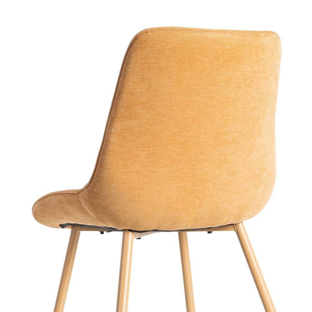 Silla de tejido 100% poliéster camel con patas de hierro 50x60x85 cm - Imagen 5