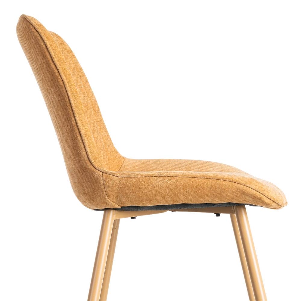 Silla de tejido 100% poliéster camel con patas de hierro 50x60x85 cm - Imagen 6