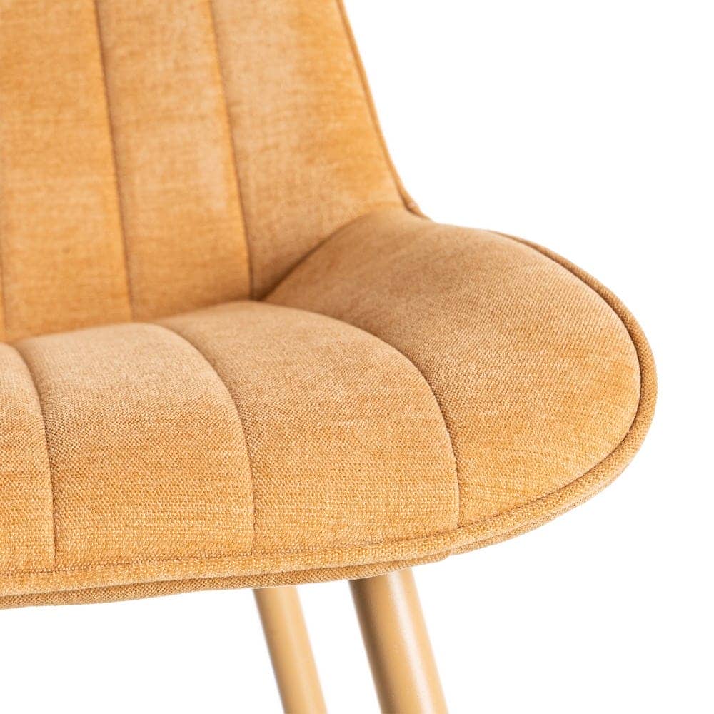 Silla de tejido 100% poliéster camel con patas de hierro 50x60x85 cm - Imagen 8