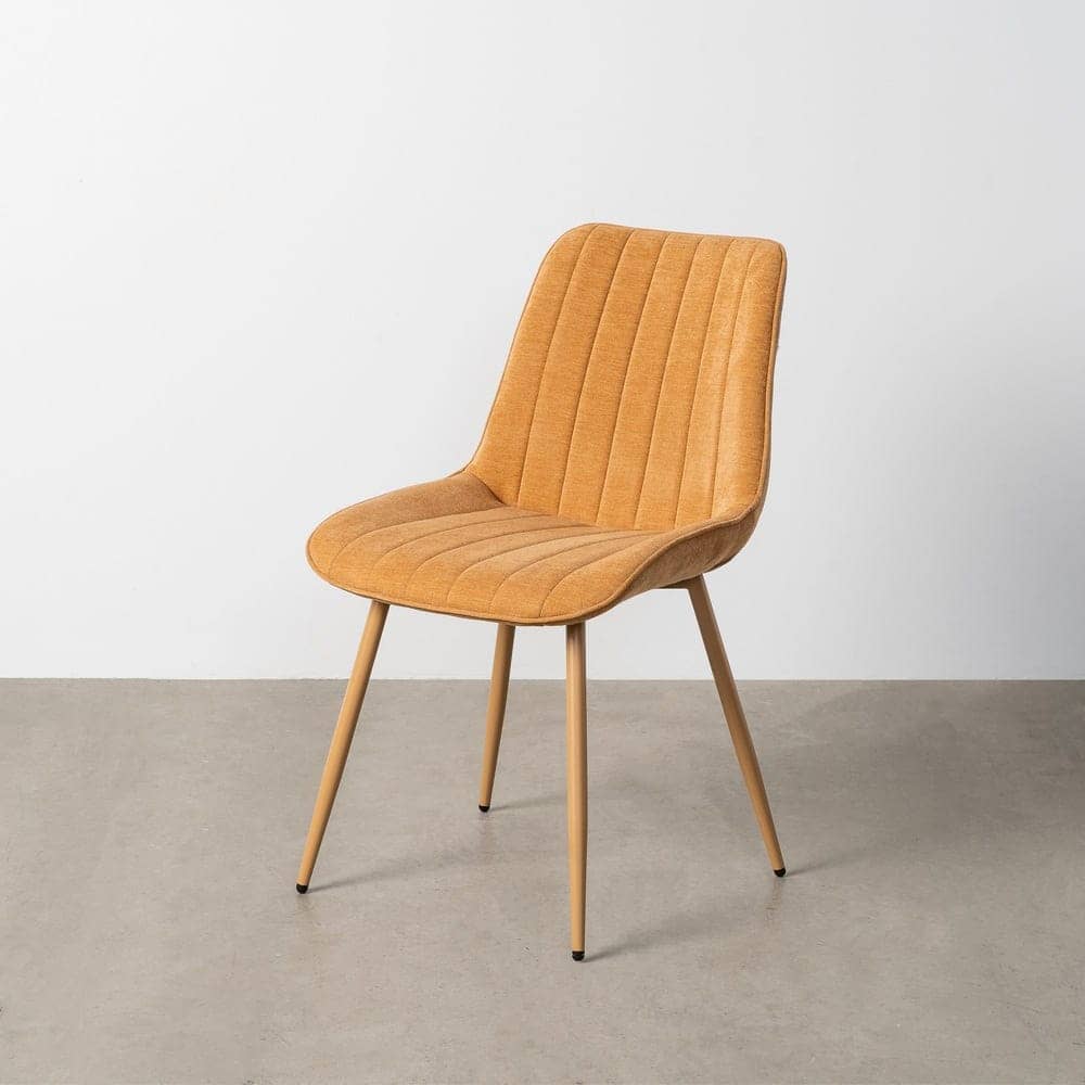 Silla de tejido 100% poliéster camel con patas de hierro 50x60x85 cm - Imagen 12