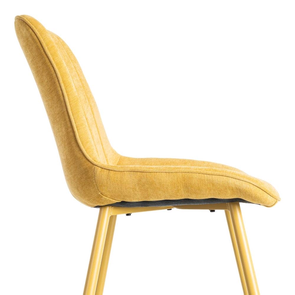 Silla Amarilla Tejido 100% Poliéster con Patas de Hierro 50x60x85 cm - Imagen 6