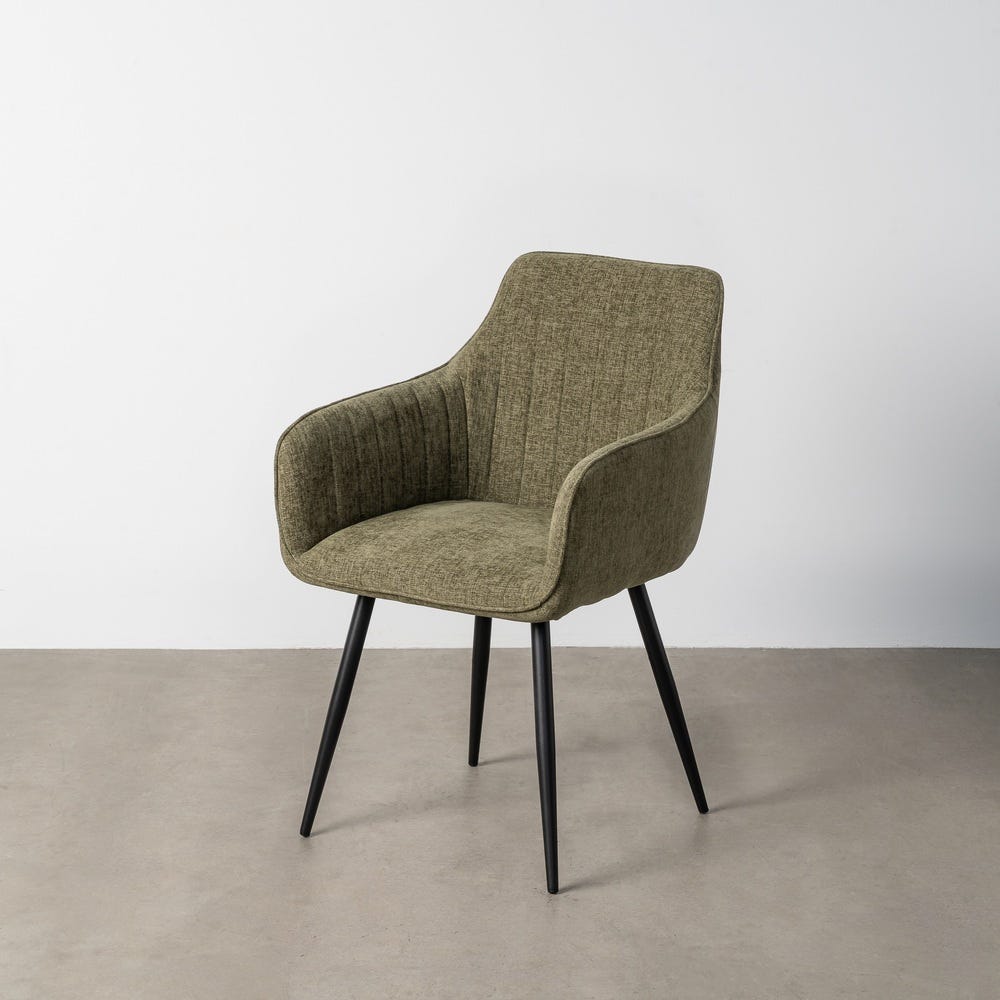 Pack de 2 Sillas verde tapizada en tela con patas metálicas para comedor – 55 x 58,5 x 84 cm - Imagen 12