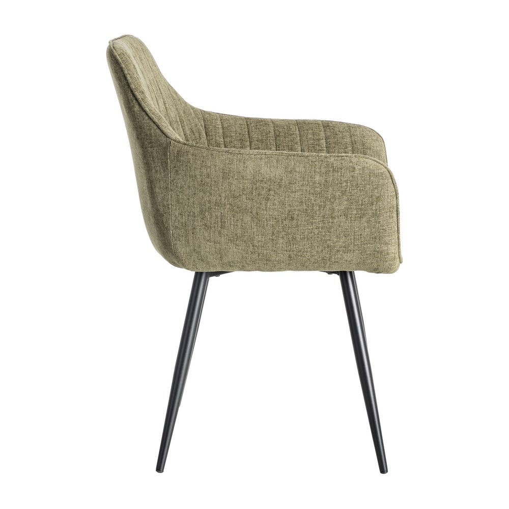 Pack de 2 Sillas verde tapizada en tela con patas metálicas para comedor – 55 x 58,5 x 84 cm - Imagen 2