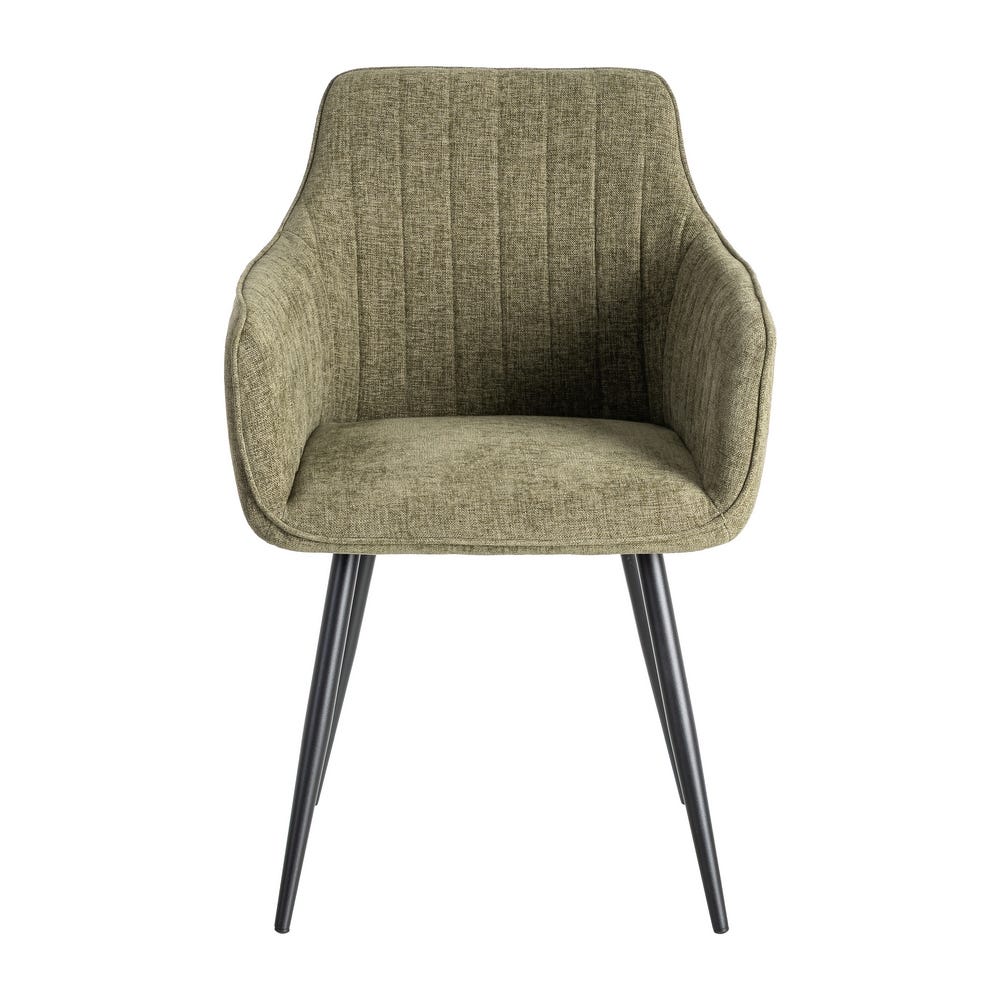 Pack de 2 Sillas verde tapizada en tela con patas metálicas para comedor – 55 x 58,5 x 84 cm - Imagen 3