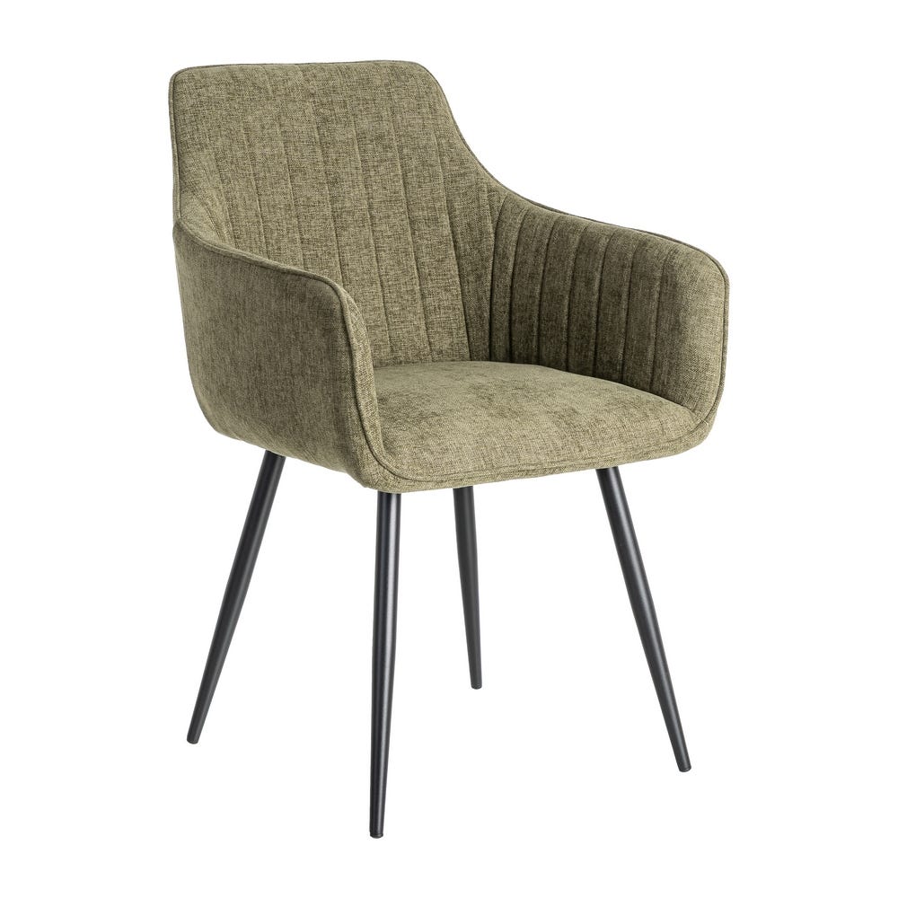 Pack de 2 Sillas verde tapizada en tela con patas metálicas para comedor – 55 x 58,5 x 84 cm - Imagen 4