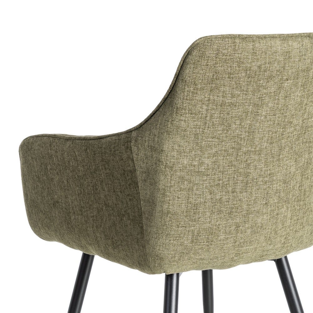 Pack de 2 Sillas verde tapizada en tela con patas metálicas para comedor – 55 x 58,5 x 84 cm - Imagen 6