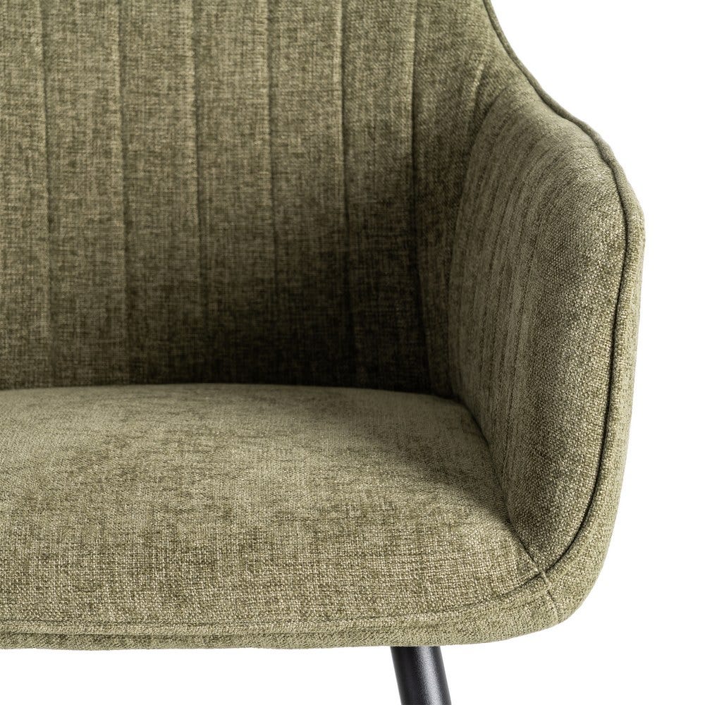 Pack de 2 Sillas verde tapizada en tela con patas metálicas para comedor – 55 x 58,5 x 84 cm - Imagen 8