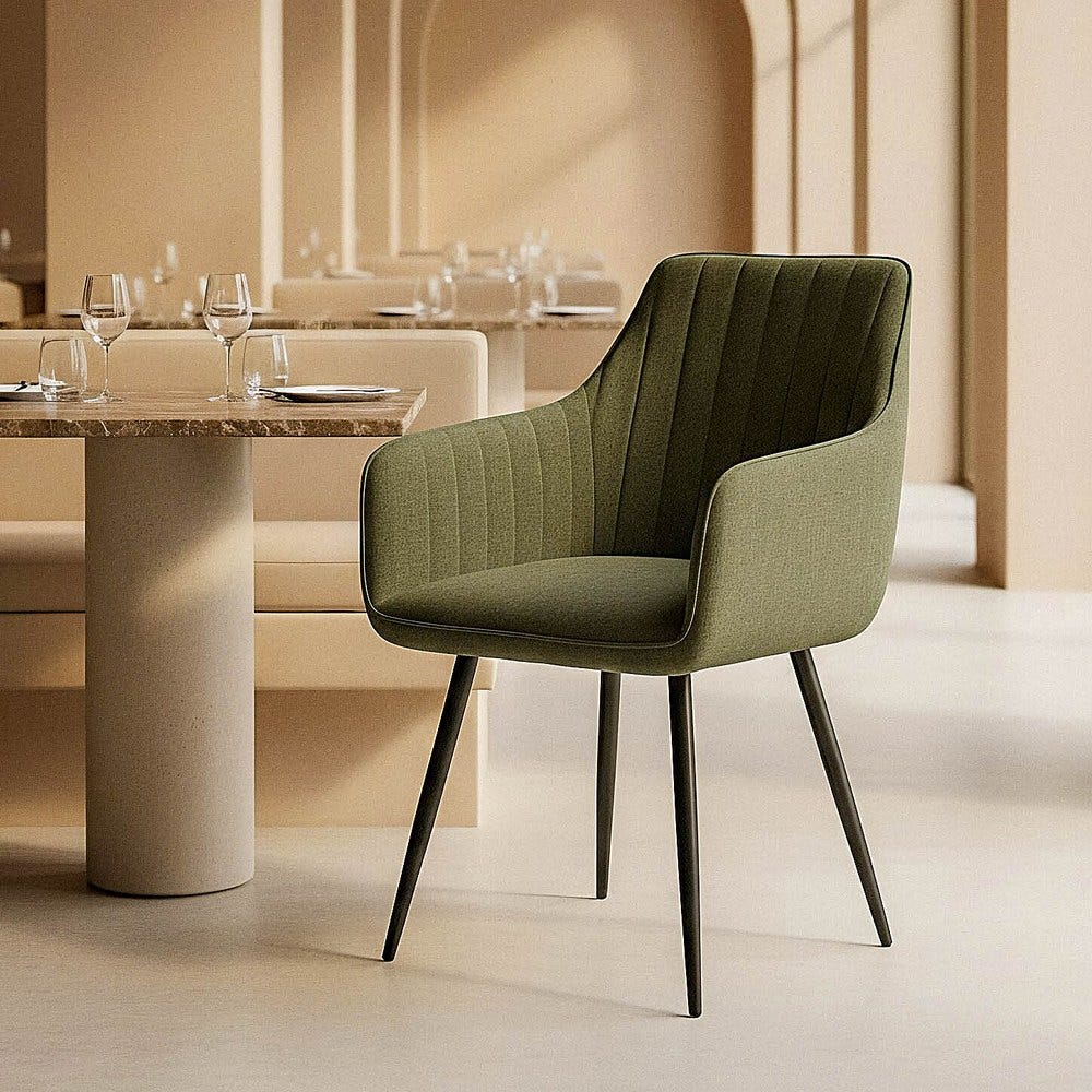 Pack de 2 Sillas verde tapizada en tela con patas metálicas para comedor – 55 x 58,5 x 84 cm - Imagen 13