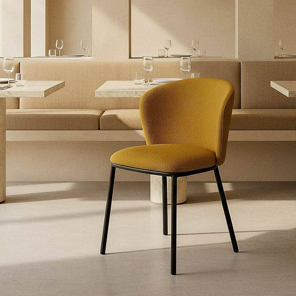 Silla Espiga Mostaza Tejido-Metal 55x55x78 cm, No Apilable, Normativa EN16139 - Imagen 12