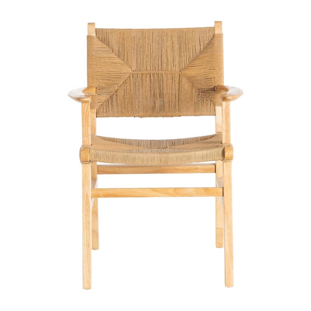 Silla de Brazos Natural de Madera de Caucho 61x59x85 cm - Imagen 2