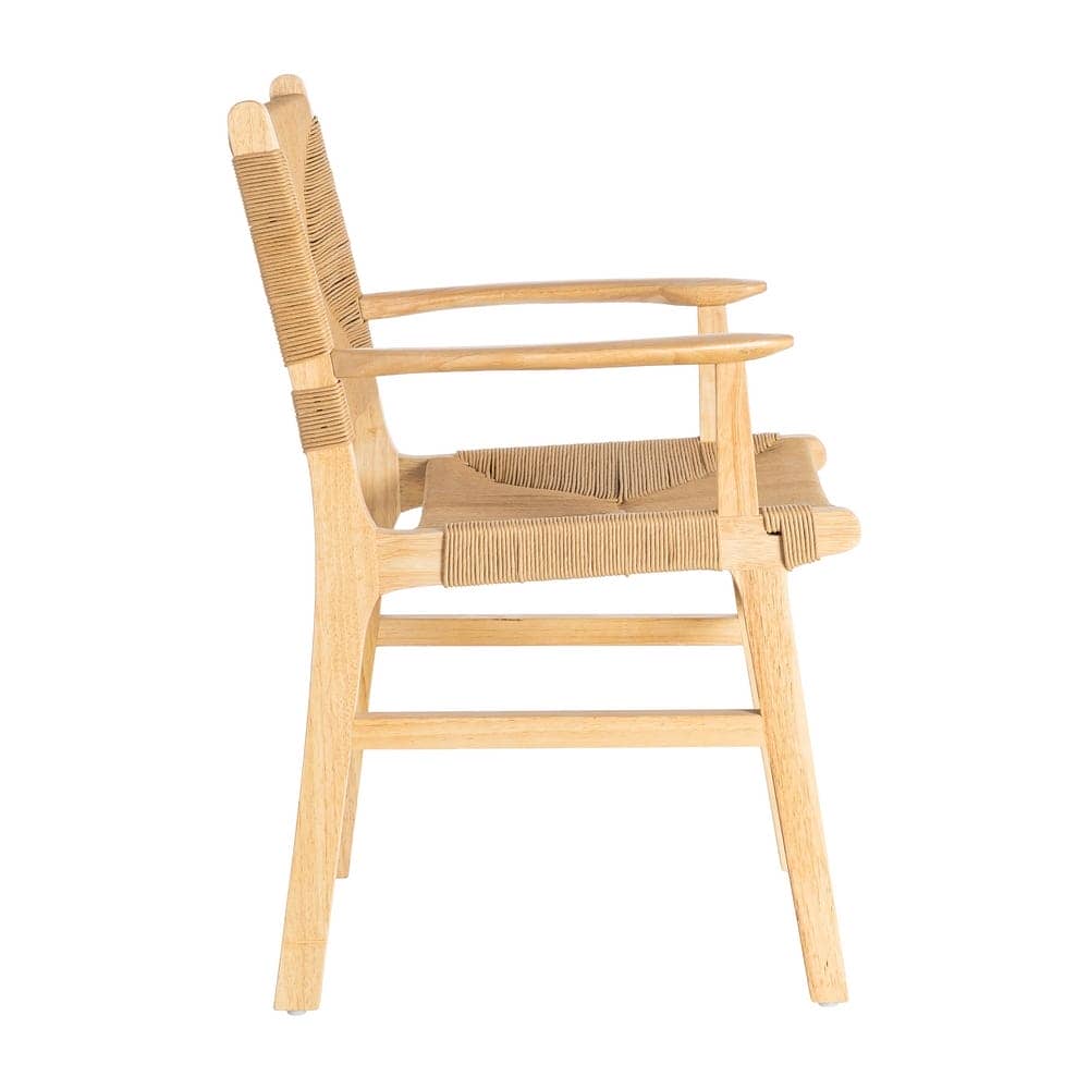 Silla de Brazos Natural de Madera de Caucho 61x59x85 cm - Imagen 3