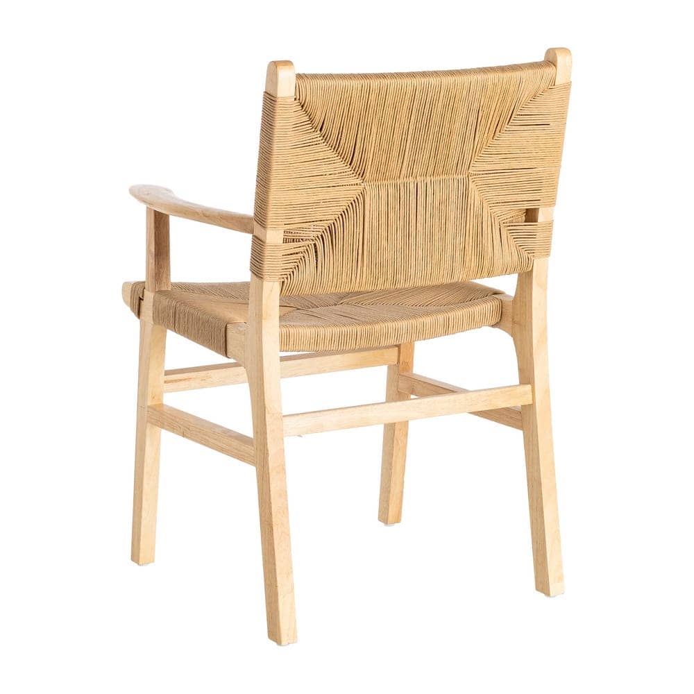 Silla de Brazos Natural de Madera de Caucho 61x59x85 cm - Imagen 4