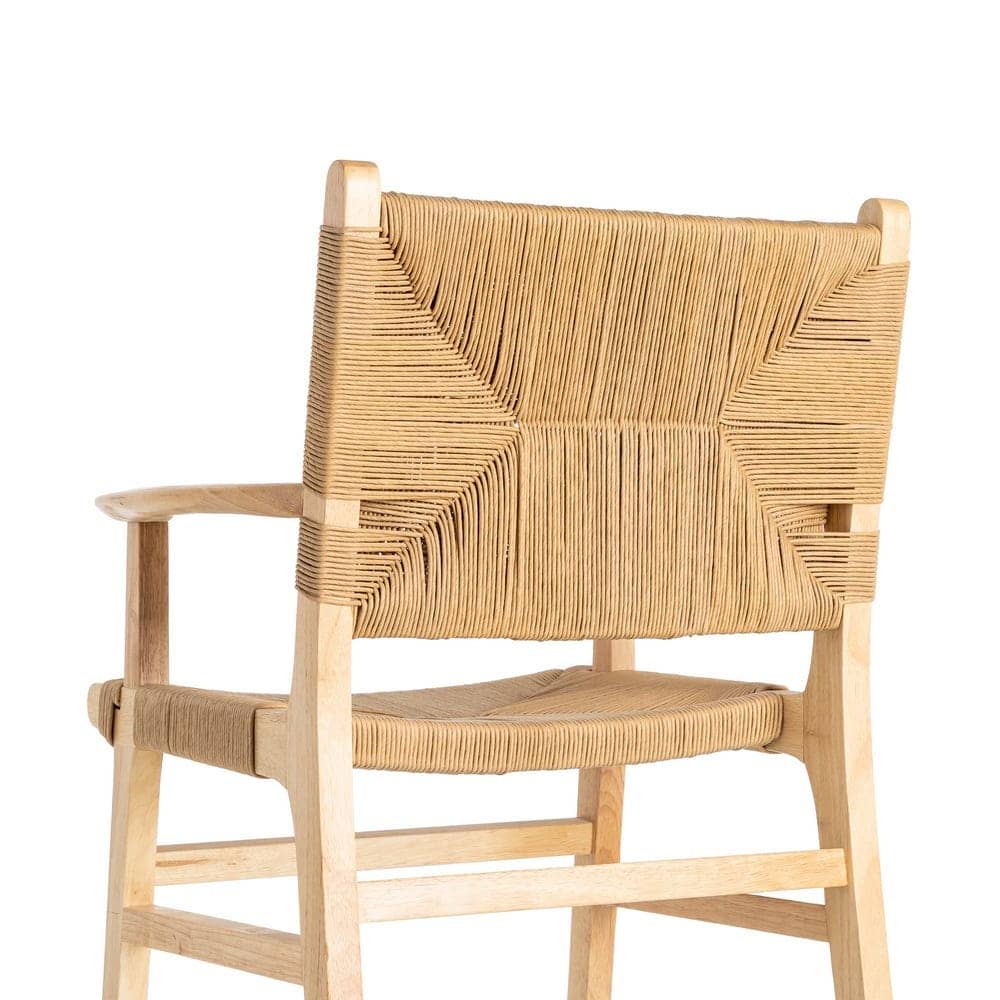 Silla de Brazos Natural de Madera de Caucho 61x59x85 cm - Imagen 5
