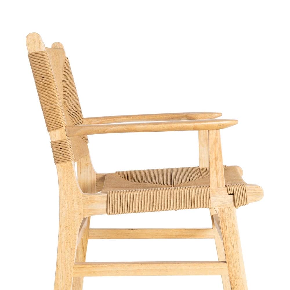 Silla de Brazos Natural de Madera de Caucho 61x59x85 cm - Imagen 6