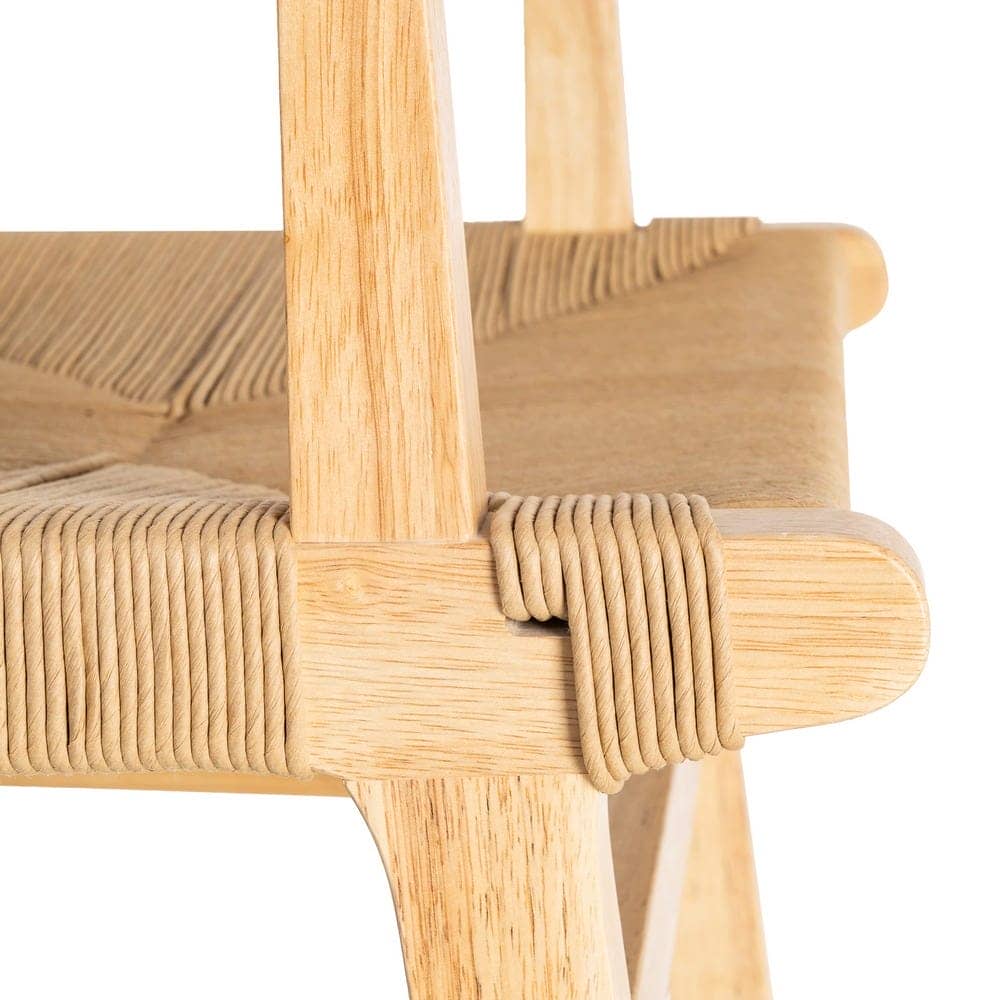 Silla de Brazos Natural de Madera de Caucho 61x59x85 cm - Imagen 7
