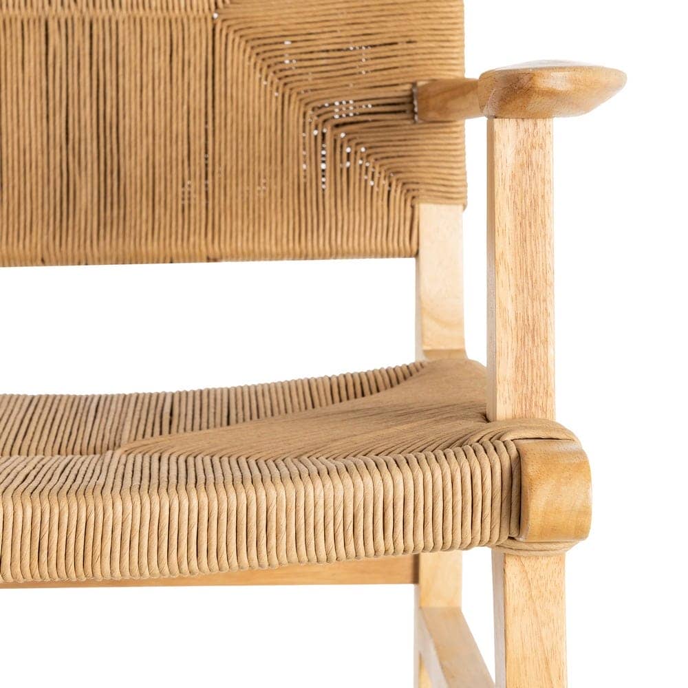 Silla de Brazos Natural de Madera de Caucho 61x59x85 cm - Imagen 8