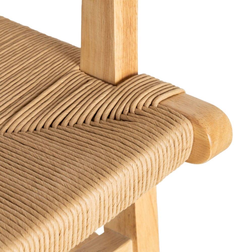 Silla de Brazos Natural de Madera de Caucho 61x59x85 cm - Imagen 9