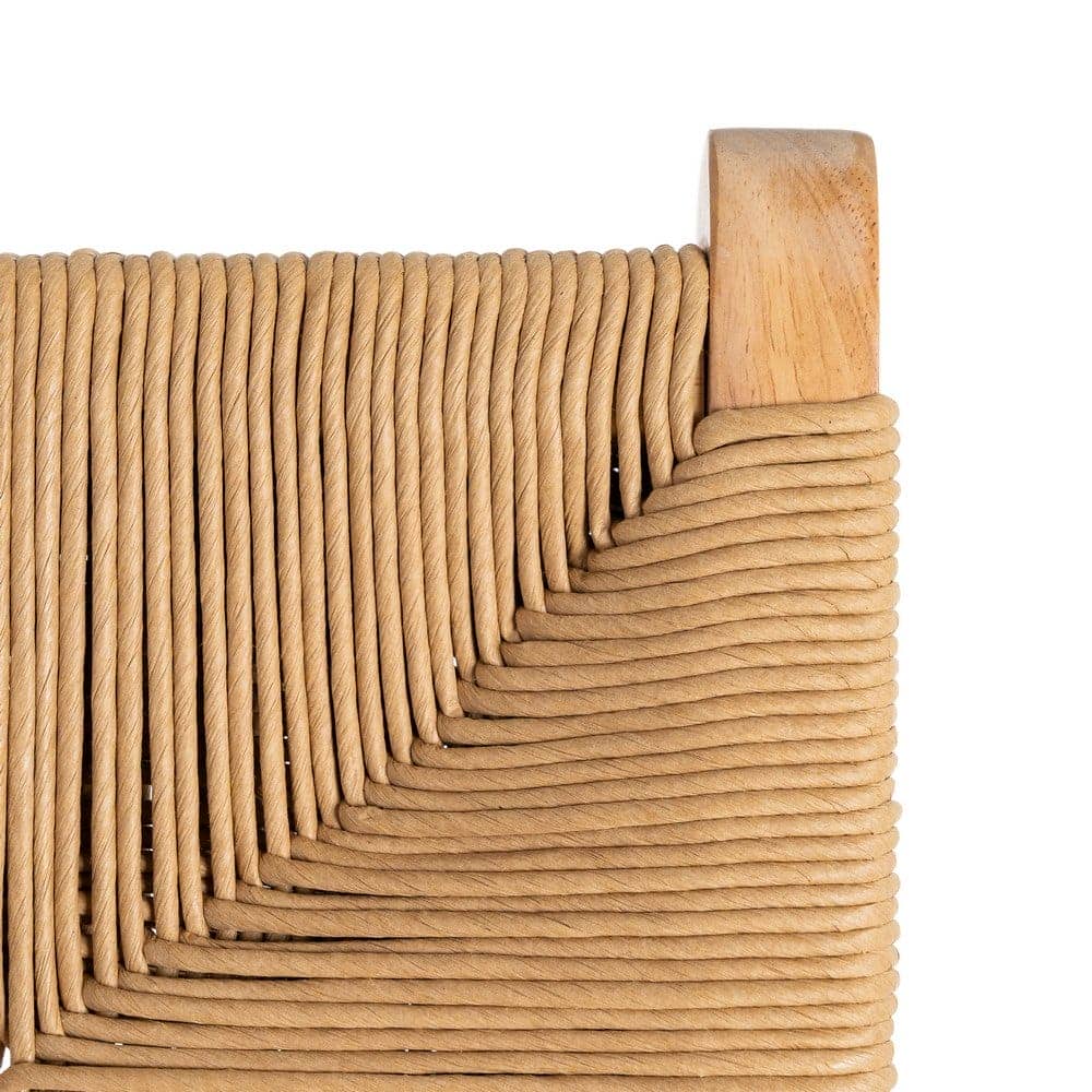 Taburete Natural de Madera de Caucho con Cuerda de Papel - 45x46x94 cm, Sin Montaje - Imagen 8