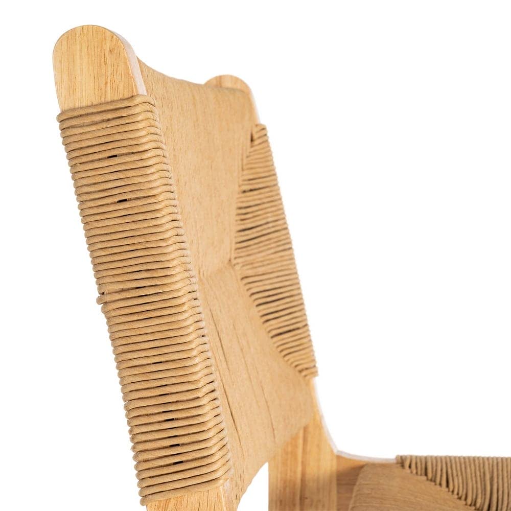 Taburete Natural de Madera de Caucho con Cuerda de Papel - 45x46x106 cm, Sin Montaje - Imagen 6